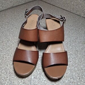 J.Crew Womens Cognac Brown Woven Wedge Sandals F2453 Size 6.5M